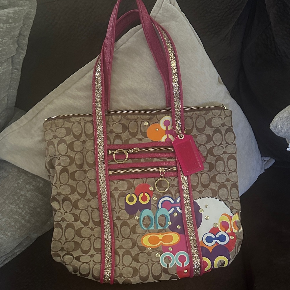 Coach Brown and Pink Signature Tote.